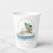 Gobelets En Papier Elégant Dusky Cruise Ship Palm Mariage marin (Recto)