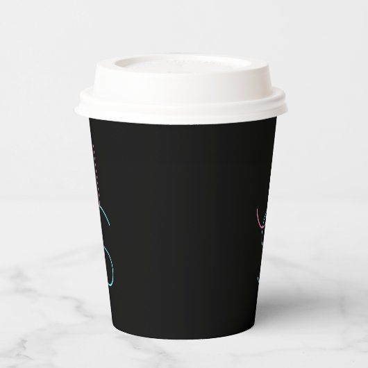 Gobelets En Papier Élégant Éditable Deux Initiales D'Apparence Modern (Gauche)
