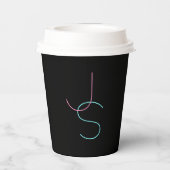 Gobelets En Papier Élégant Éditable Deux Initiales D'Apparence Modern (Verso)