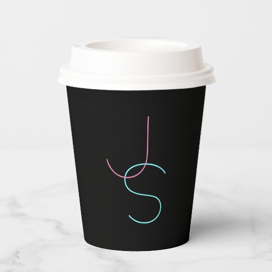 Gobelets En Papier Élégant Éditable Deux Initiales D'Apparence Modern (Verso)