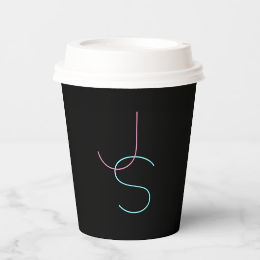 Gobelets En Papier Élégant Éditable Deux Initiales D'Apparence Modern (Recto)