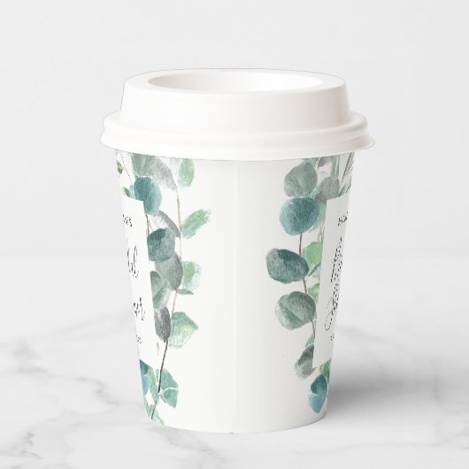 Gobelets En Papier Elégant Eucalyptus vert Nom de la Fête des mariées (Droite)