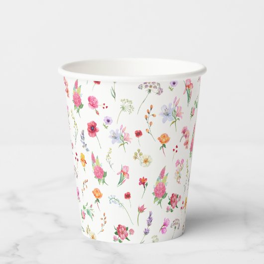 Gobelets En Papier Elégant Fleur sauvage Meadow Printemps Jardin Mari (Verso)