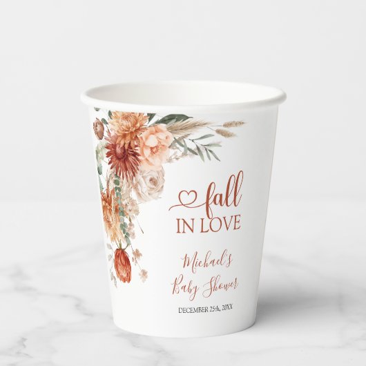 Gobelets En Papier Élégant Fleur sauvage rustique tomber dans le Baby (Verso)