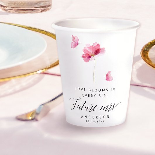 Gobelets En Papier Élégant floral aquarelle rose