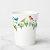 Gobelets En Papier Élégant floral Colorful mariage oiseau (Verso)