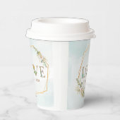 Gobelets En Papier Elégant Floral Love Verdure Or (Droite)