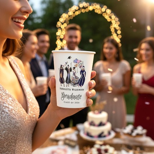 Gobelets En Papier Elegant Fun Graduate Tossed Cap Class of 2026