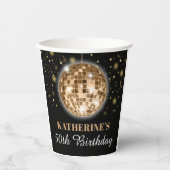 Gobelets En Papier Elégant Glam Black Gold 50e anniversaire (Recto)