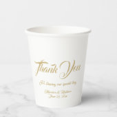 Gobelets En Papier Elegant Gold Custom script merci Mariage (Recto)