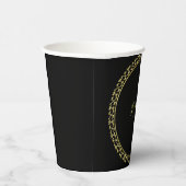 Gobelets En Papier Élégant Gold/Noir Coupes de papier initial vaissel (Droite)