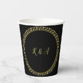 Gobelets En Papier Élégant Gold/Noir Coupes de papier initial vaissel (Recto)