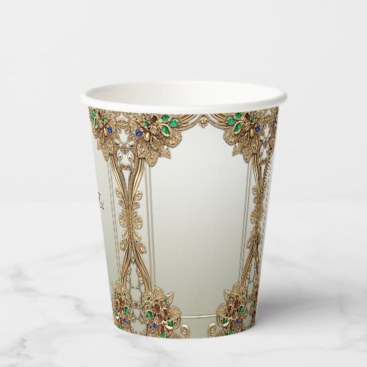 Gobelets En Papier Elegant Gold Ornate Paper cup (Verso)