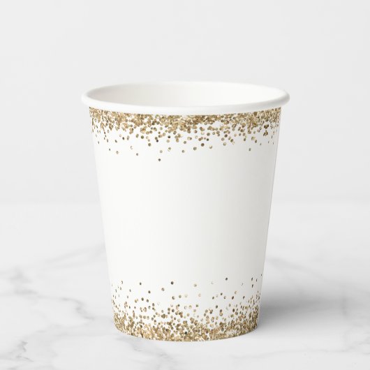 Gobelets En Papier Elegant Gold Parties scintillant Nom Date Forvingt (Verso)