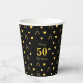 Gobelets En Papier Elégant Golden 50e anniversaire sur tasses de papi (Recto)