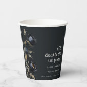 Gobelets En Papier Elégant gothique noir Rose noir Mariage (Recto)