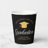 Gobelets En Papier Élégant Graduation Black Gold Custom Party (Verso)