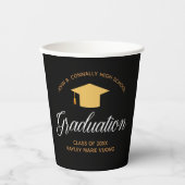 Gobelets En Papier Élégant Graduation Black Gold Custom Party (Recto)