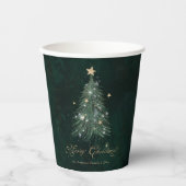 Gobelets En Papier Elegant Green Gold Christmas Tree  (Recto)