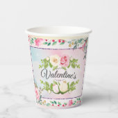 Gobelets En Papier Élégant Heureuse Sainte-Valentin (Recto)