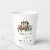 Gobelets En Papier Élégant hiver Pins rustique Mariage de lanterne (Verso)