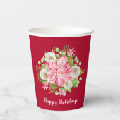 Gobelets En Papier Elégant Holiday Poinsettia La verdure (Verso)