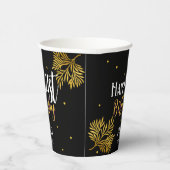 Gobelets En Papier Elégant Joyeux 21ème anniversaire Gold Foliage Par (Droite)