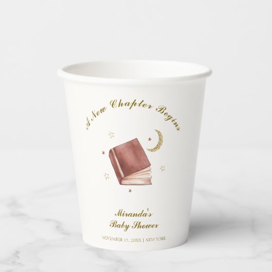 Gobelets En Papier Elégant livre Boho Moon Star Baby shower (Recto)