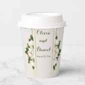 Gobelets En Papier Elegant Magnolia & Gold Frame Wedding (Recto)