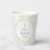 Gobelets En Papier élégant marbre Baptême tasse de papier (Recto)