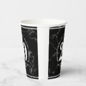 Gobelets En Papier Élégant Marbre Noir 20 Anniversaire du travail (Droite)