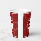 Gobelets En Papier Élégant Marbre Rouge 20 Anniversaire du travail (Droite)