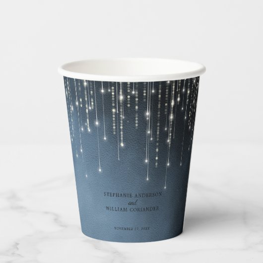 Gobelets En Papier Élégant Mariage bleu marine (Verso)