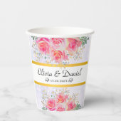 Gobelets En Papier Élégant Mariage d'aquarelle de couleur rose pâle (Recto)