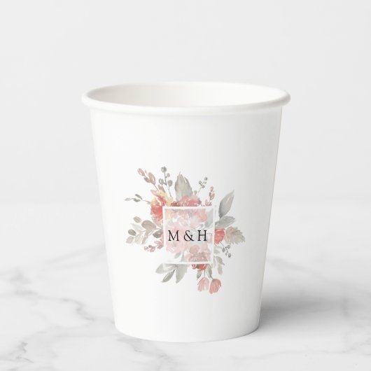 Gobelets En Papier Élégant Mariage d'aquarelle rose pâle (Verso)