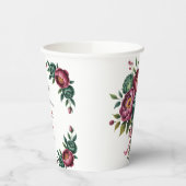 Gobelets En Papier Élégant Mariage de Bourgogne et d'Emerald Peony (Gauche)