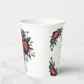 Gobelets En Papier Élégant Mariage de Bourgogne et d'Emerald Peony (Droite)