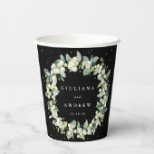 Gobelets En Papier Elégant Mariage de courge Black Snowberry+Eucalypt (Verso)