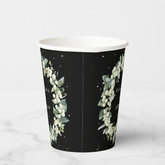 Gobelets En Papier Elégant Mariage de courge Black Snowberry+Eucalypt (Droite)