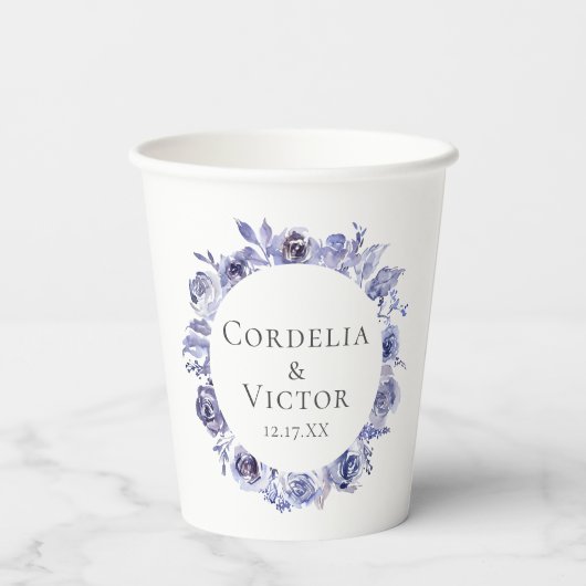 Gobelets En Papier Élégant Mariage de couronnes florales violettes su (Verso)