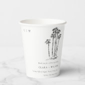 Gobelets En Papier Élégant Mariage de croquis de palmier côtier tropi (Verso)