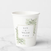 Gobelets En Papier Élégant Mariage de feuillage de verdure (Verso)