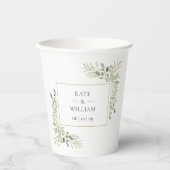Gobelets En Papier Élégant Mariage de feuillage de verdure (Recto)