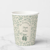 Gobelets En Papier Élégant Mariage de poire verte (Verso)