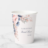 Gobelets En Papier Élégant Mariage Fleur Rose Script (Verso)