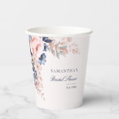 Gobelets En Papier Élégant Mariage Fleur Rose Script (Recto)