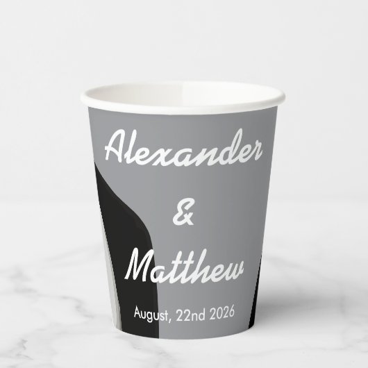 Gobelets En Papier Elégant Mariage gay moderne (Gauche)