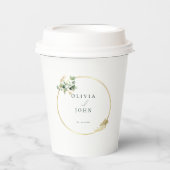 Gobelets En Papier Élégant Mariage Gold Green Eucaliptus (Recto)