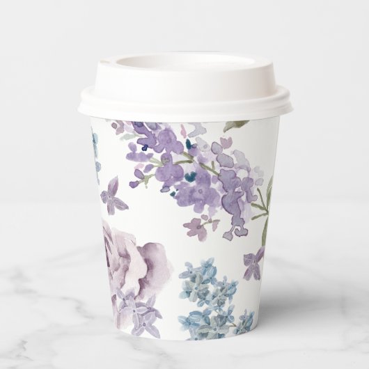 Gobelets En Papier Élégant Mariage Lilac (Verso)