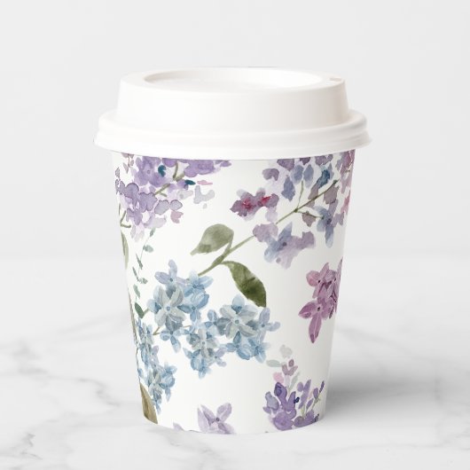 Gobelets En Papier Élégant Mariage Lilac (Recto)